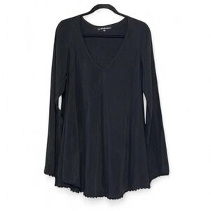 For‎ Love & Lemons Lightweight Longsleeve laxe trim black dress